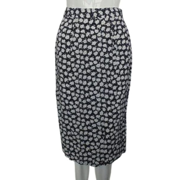 Vintage Skirt Set, XS, 3 piece, Top/Skirt/Belt, Blue Floral Rayon, Peplum, LS - Picture 6 of 12